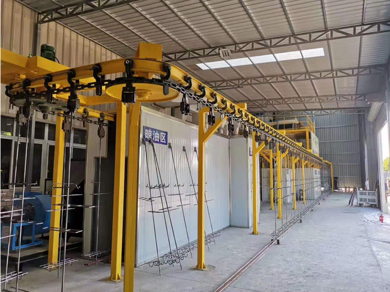 懸鏈通過(guò)式拋丸清理機(jī)，拋丸涂油線(xiàn)
